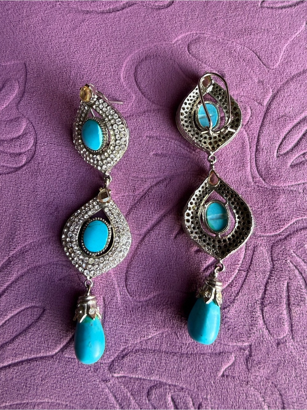Turquoise Teardrop Dangle Earrings - Women Jewelry